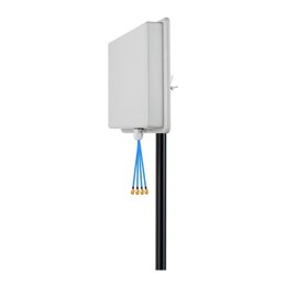 HBE-5G 4X4 MIMO antenna on a pole mount showing the four marked cables