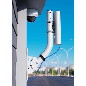 HBE-J-ARM-18&Prime;-MD carrying an antenna under the eave of a building
