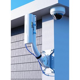 HBE-J-ARM-18&Prime;-MD carrying a wireless bridge on the corner of a building
