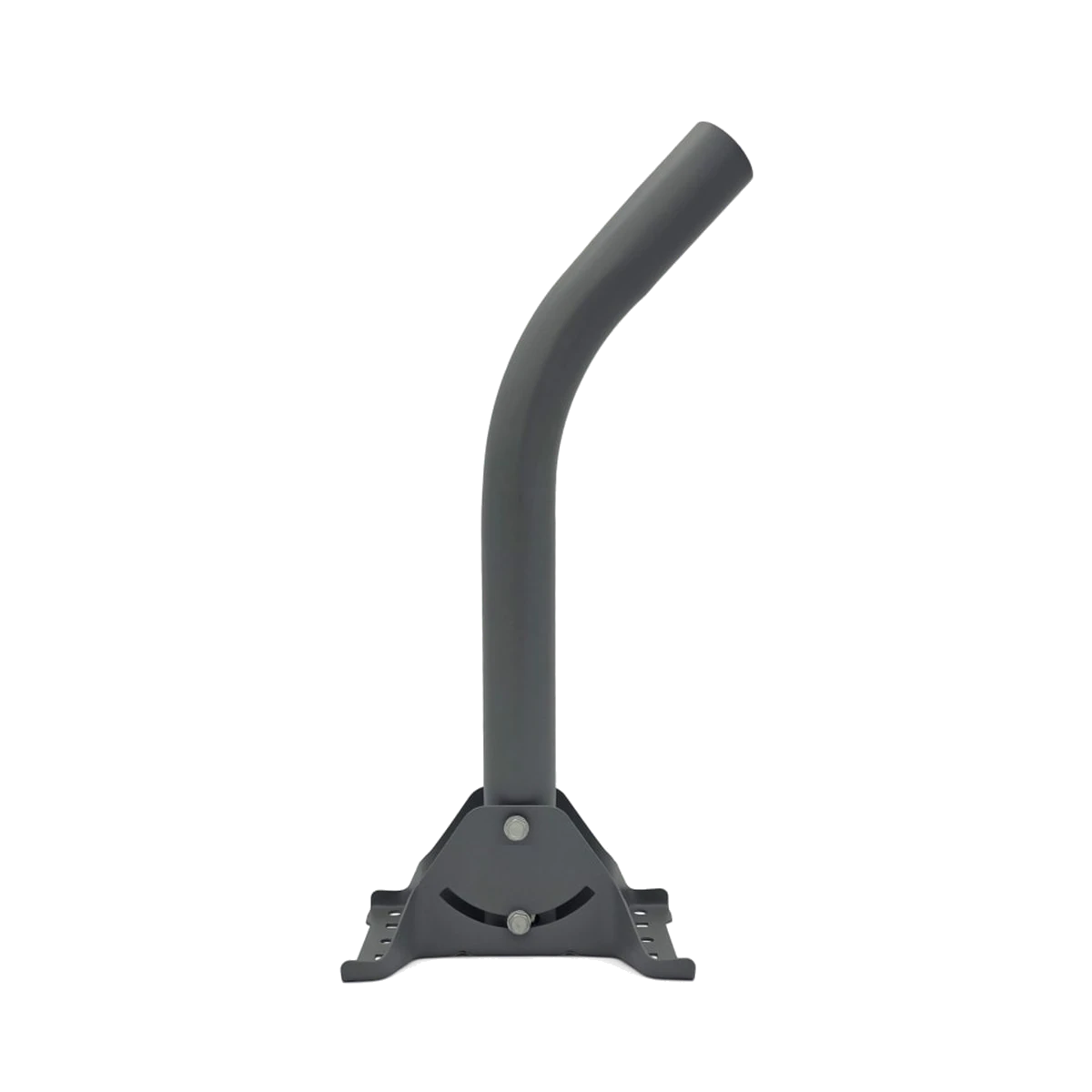 HBE-J-ARM-18&Prime;-HD J-arm mount &mdash; side profile of the powder-coated steel arm and its triangular base plate
