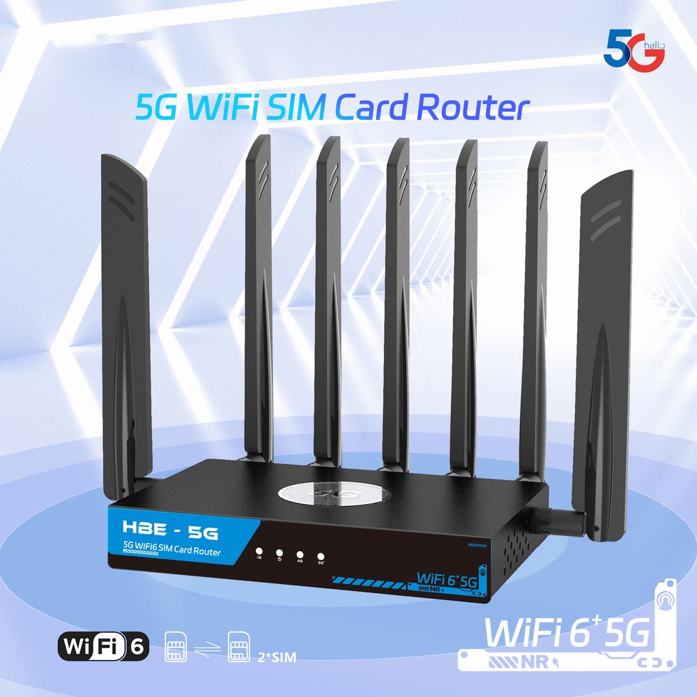 HBE-5G Indoor Router — 5G Wi-Fi SIM card router with seven antennas
