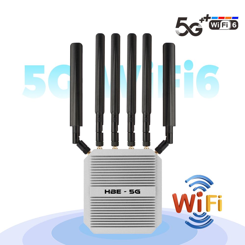 HBE-5G Outdoor Router — 5G Wi-Fi 6 outdoor CPE with six high-gain antennas
