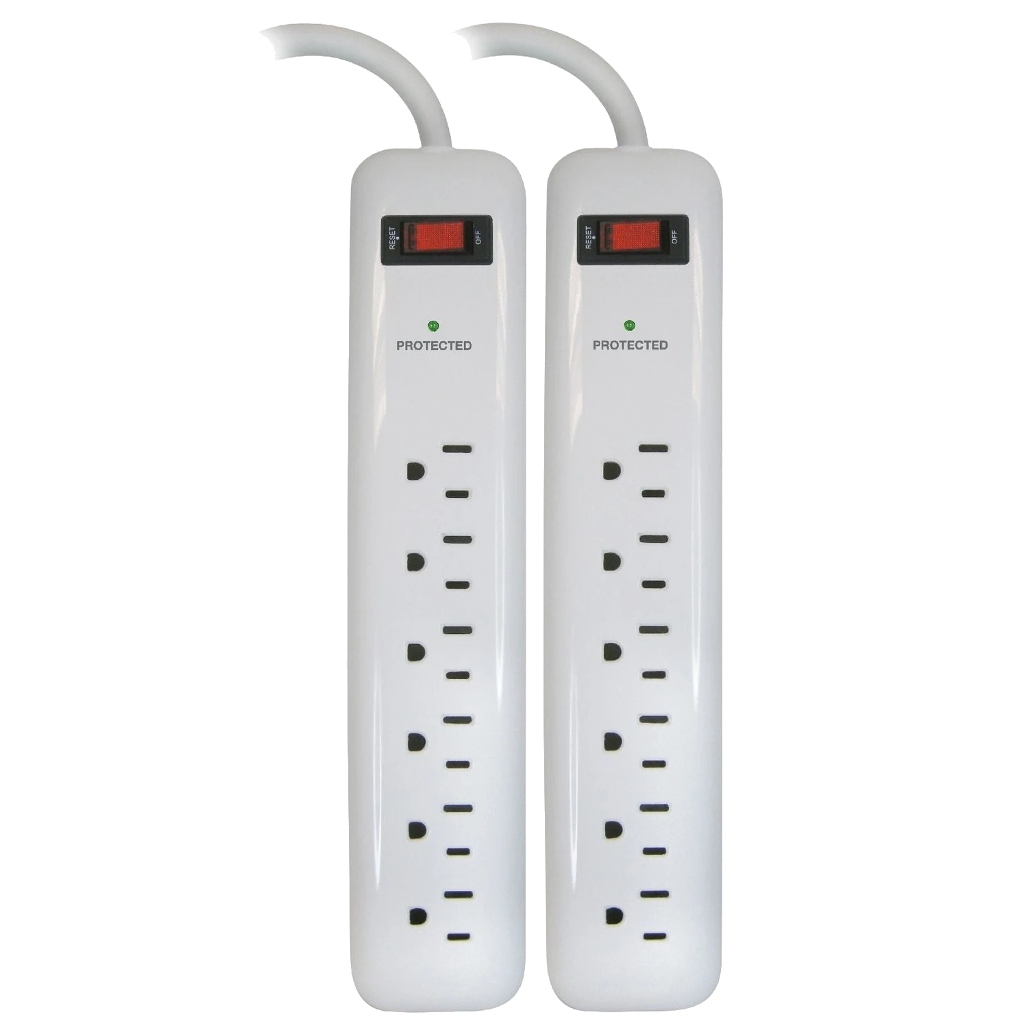 Prime PB2013X2 2PK 6 Outlet 400 Joule Surge Protector with 1.5ft Cord