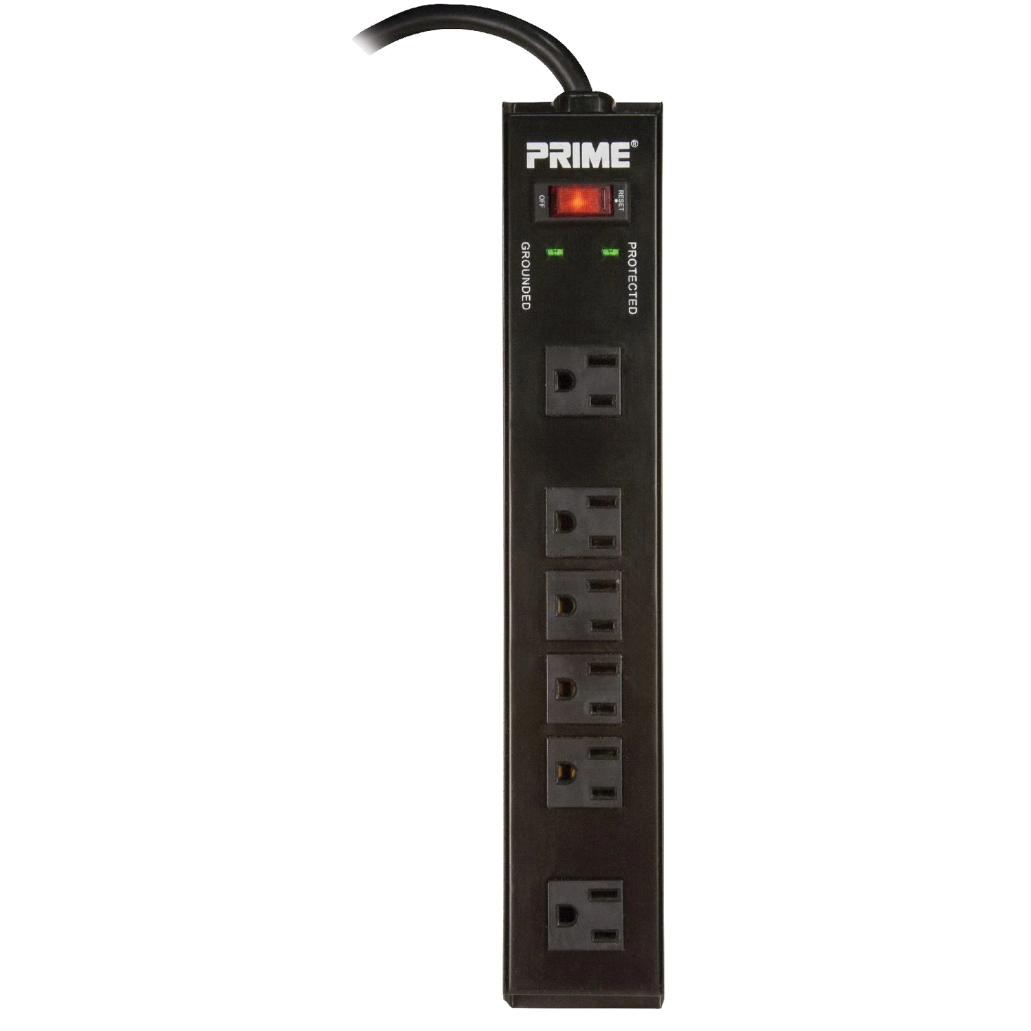 Prime PB802135 6 Outlet 1150 Joule Metal Surge Protector with 15ft Cord