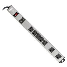 Prime PBGSMU053 7 Outlet 1500 Joule Silver Metal Surge Protector with 6ft Cord