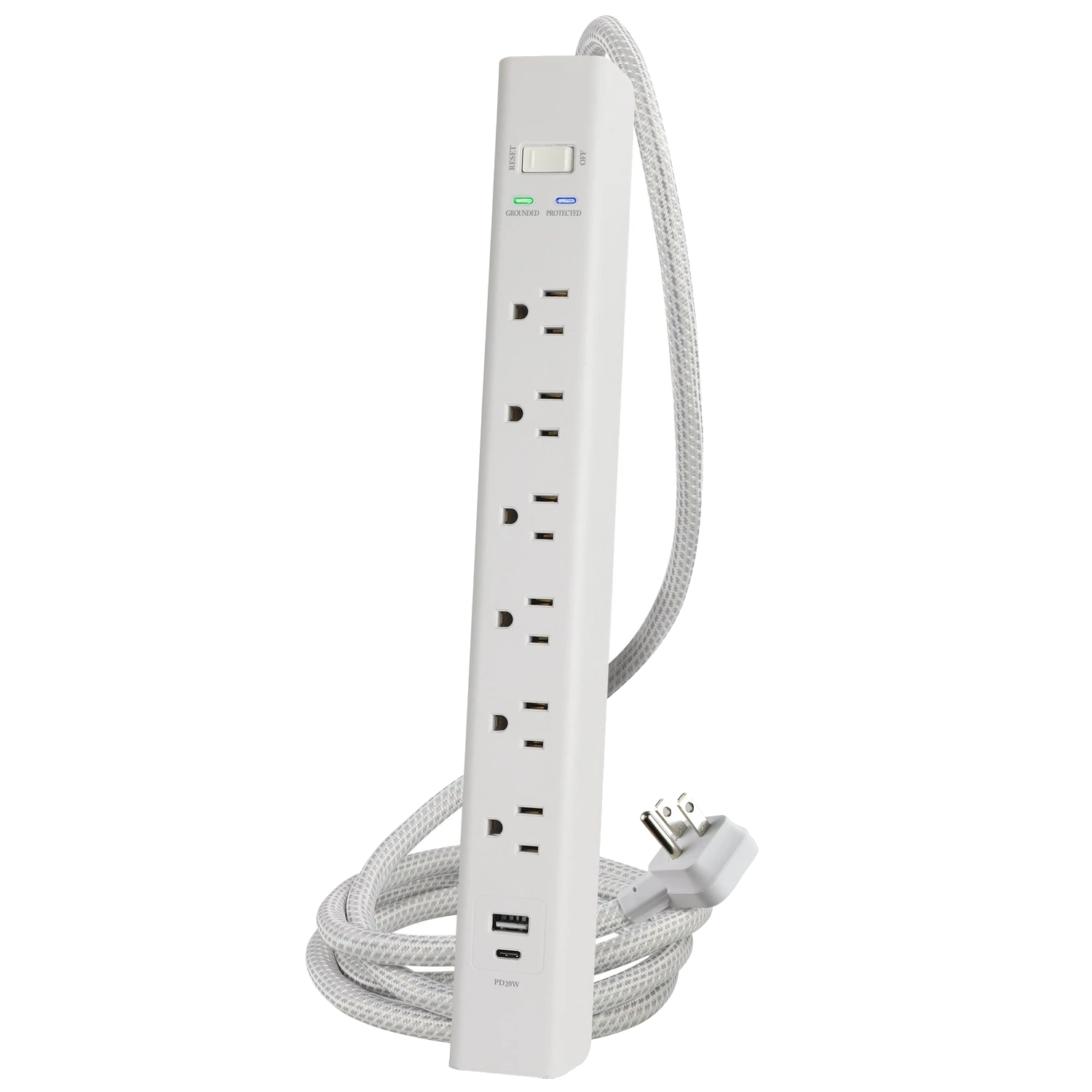 Prime PBSUFC406 6 Outlet 1500 Joule Surge Protector with USB Charging and 6ft Cord