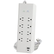 Prime PBSUFC407 8 Outlet 3000 Joule Surge Protector with USB Charging and 8ft Cord