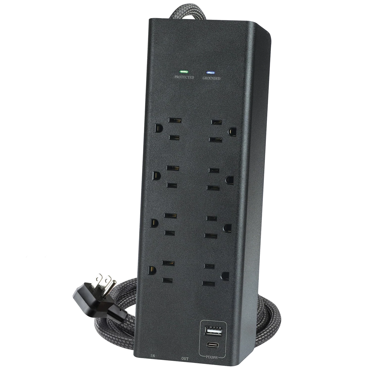 Prime PBSUFC408 8 Outlet 3000 Joule Surge Protector with USB Charging, Coaxial protection and 6ft Cord