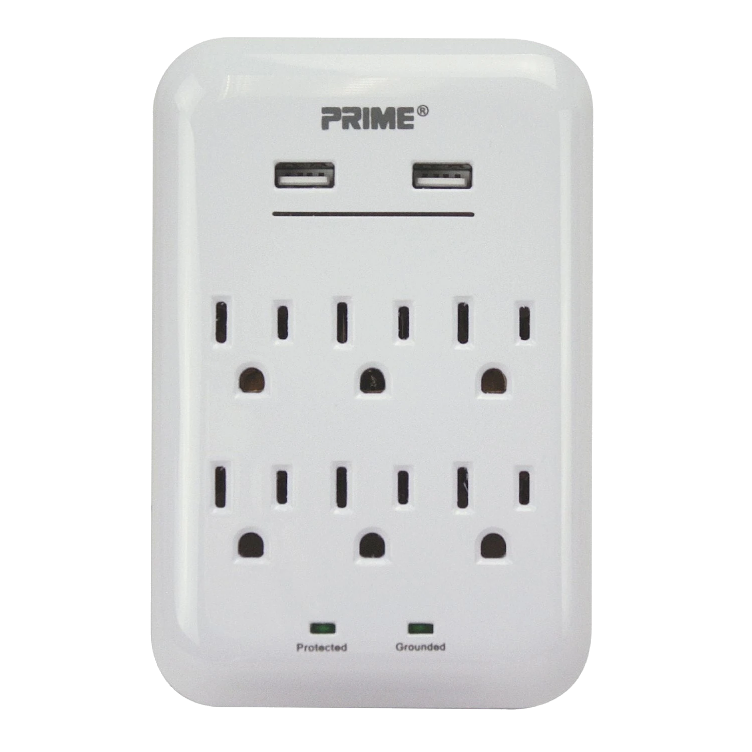 Prime PBUSB346S 6 Outlet 1200 Joule Surge Tap with 2-Port 3.4A USB Charger